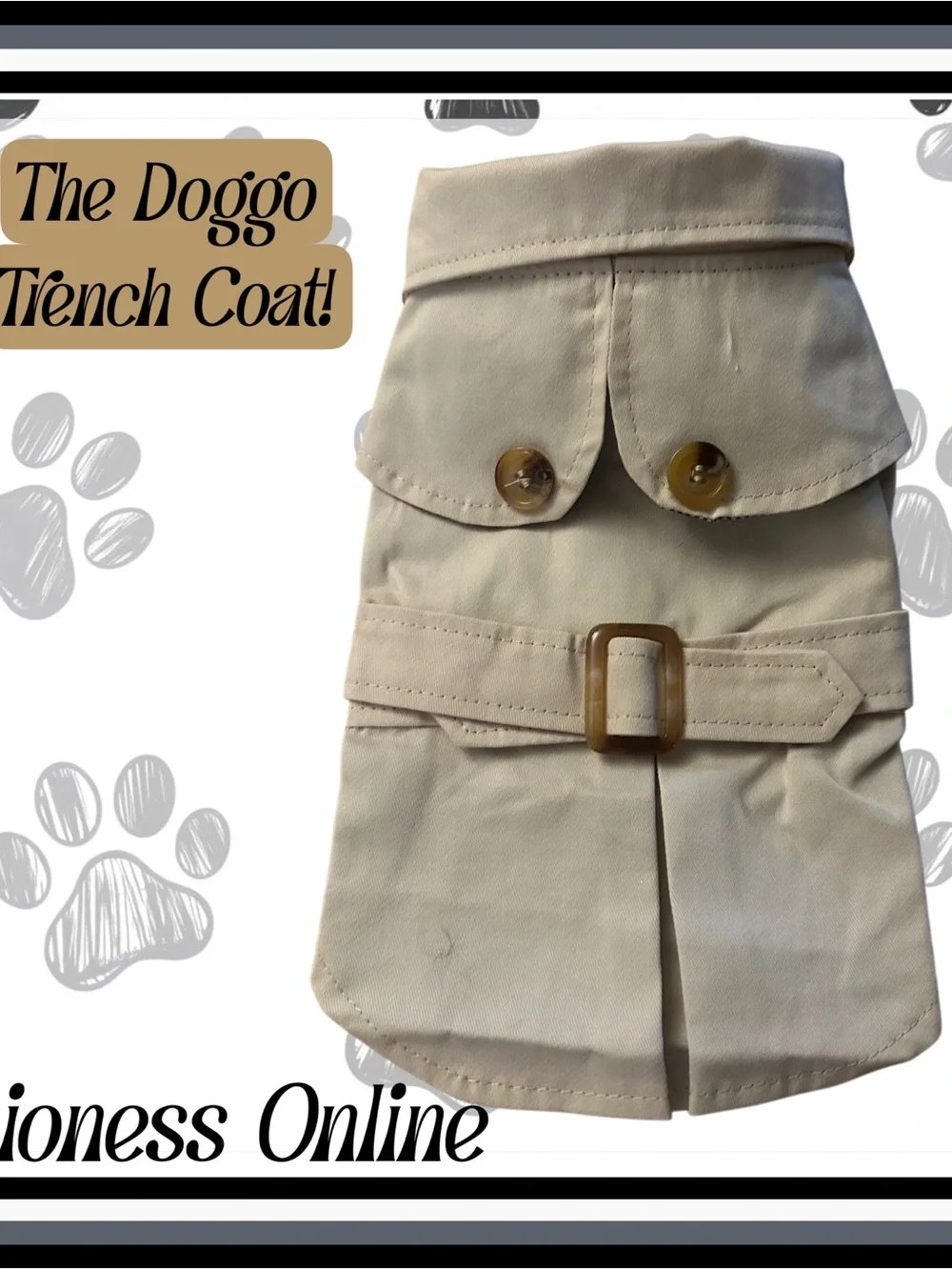 Beige Dog Trench Coat - Stylish Pet Raincoat S/M
